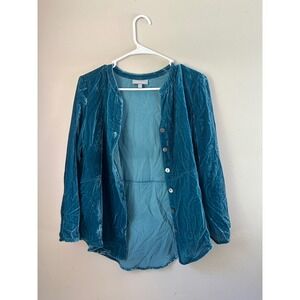 SOLD

 Teal Velvet Button Front Jacket XS Fairycore IndieSleeze
